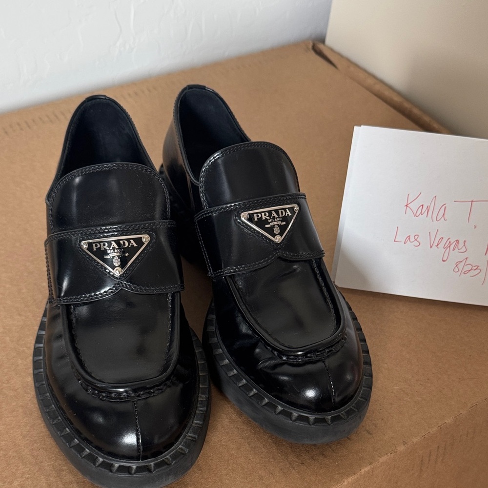 Prada Men's Glossy Black Slip-On Loafers